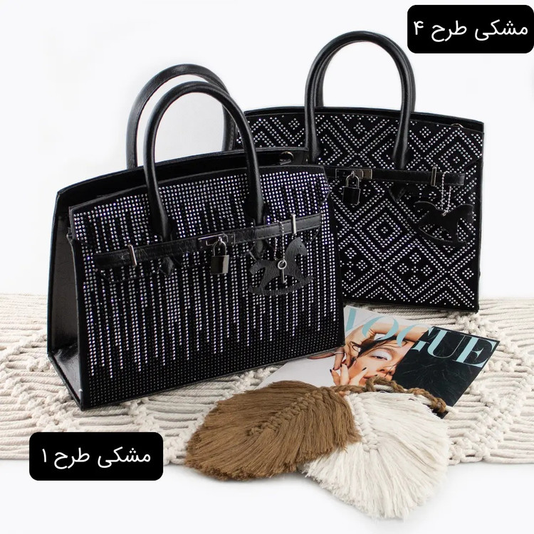 کیف زنانه مجلسی مشکی ابشاری در طرح های مختلف